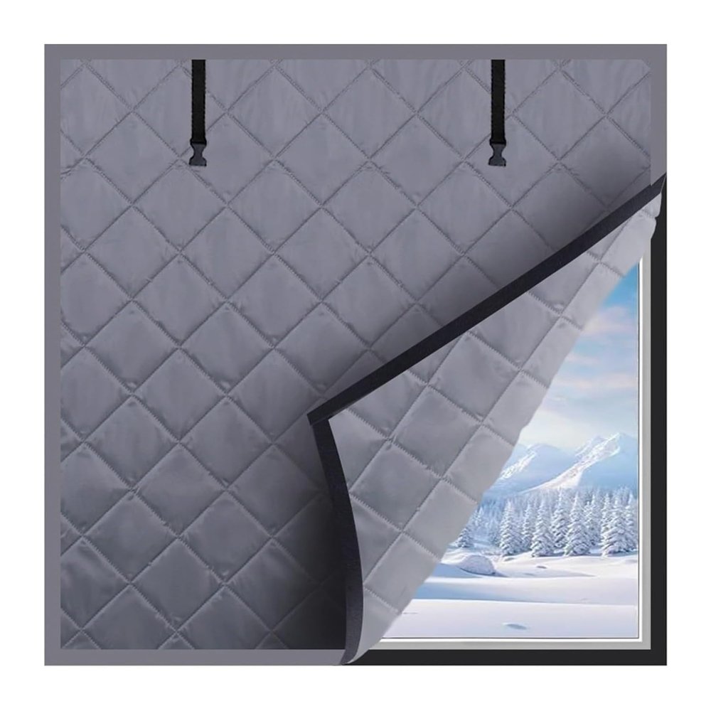 FOELANNE Magnetic Thermal Door Curtain, Oxford Fabric, Cotton-Filled, Heat-Insulating, Black, W190 × H260 cm