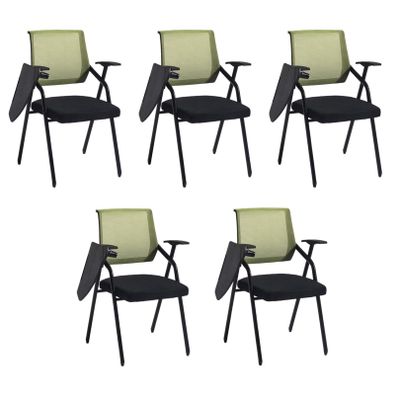 Preferspace Office Guest Chairs, Set of 5, with Attached Desk, Green