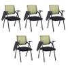 Preferspace Office Guest Chairs, Set of 5, with Attached Desk, Green view 1