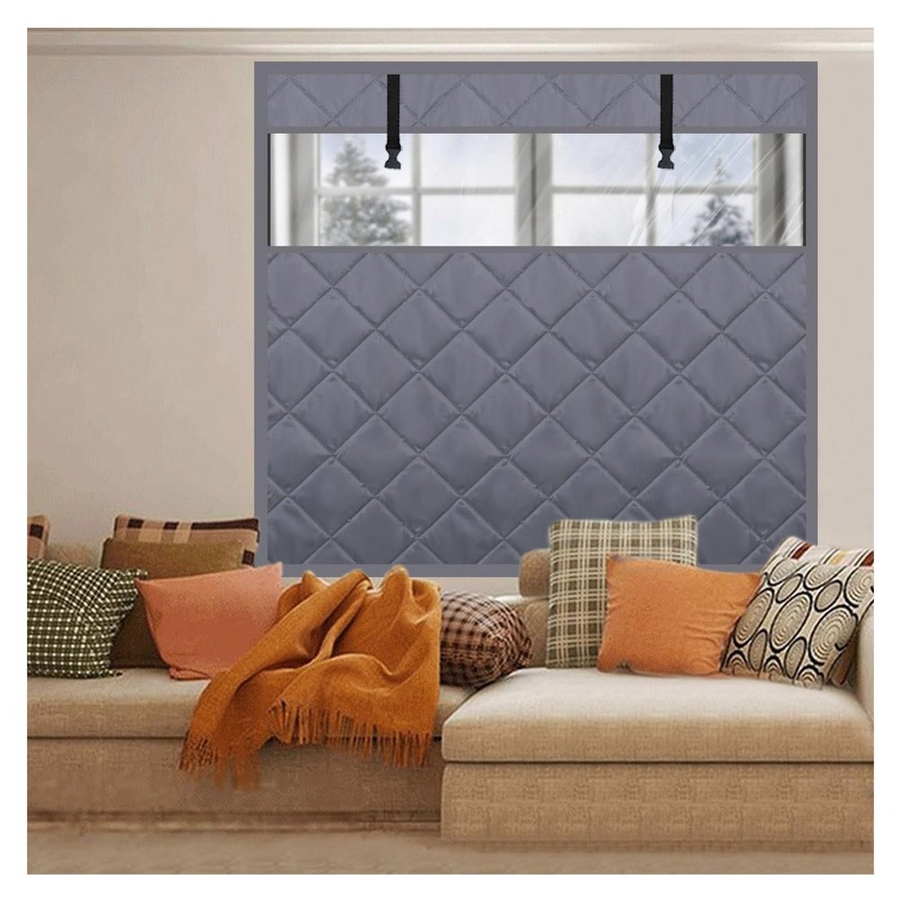 FOELANNE Magnetic Thermal Curtain, Oxford Cotton Door and Window Curtain, Multicolor, Black, W200 × H120 cm