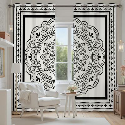 Tyafsgvqo Vintage Boho Curtains, Indian Mandala, Light-Blocking