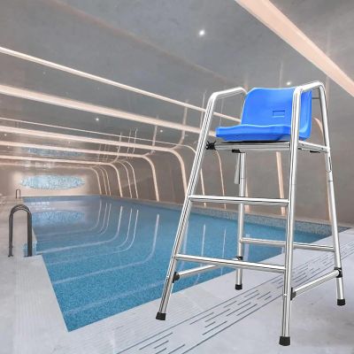 High Lifeguard Chairs for Swimming Pools, Sturdy Outdoor Seating with Holes and Hooks