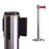 Crowd Control Stanchions for Ropes and Red Carpets, Stainless Steel, Black/Silver, Water-Filled Base, 5 m Height view 1