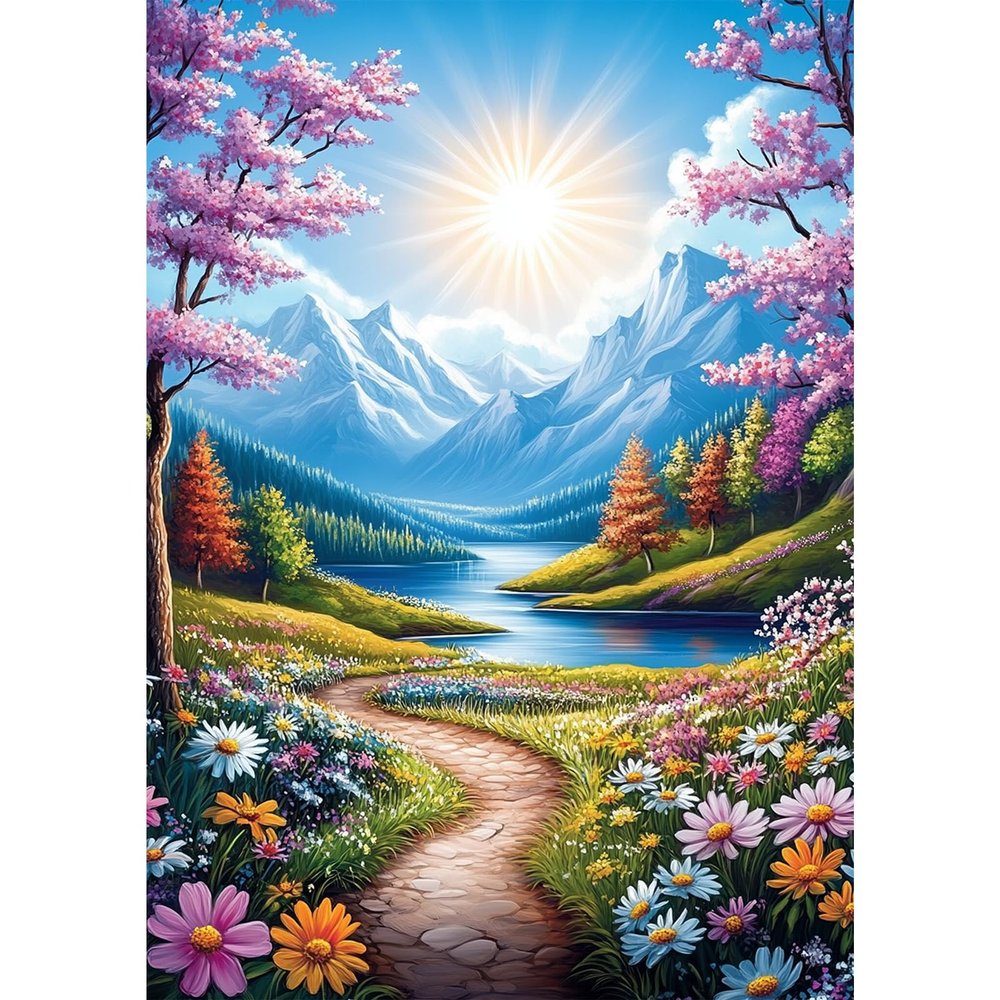 NEWENMO Spring Landscape Diamond Painting Full Drill