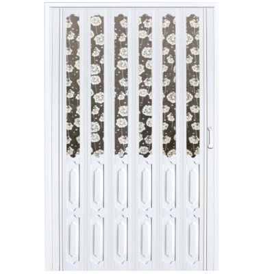 Generic PVC Accordion Folding Door for Office and Hallway, White, 119 x 203 cm