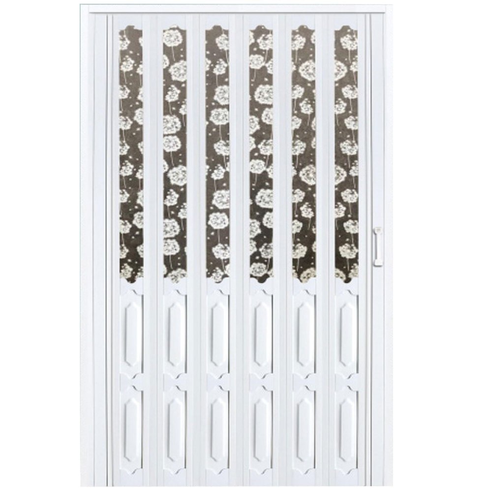 Generic PVC Accordion Folding Door for Office and Hallway, White, 119 x 203 cm