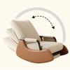 Adjustable Folding Rocking Recliner with Footstool, Carbon Steel, Side Pocket, Gray and Brown view 3