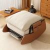 Adjustable Folding Rocking Recliner with Footstool, Carbon Steel, Side Pocket, Gray and Brown view 4