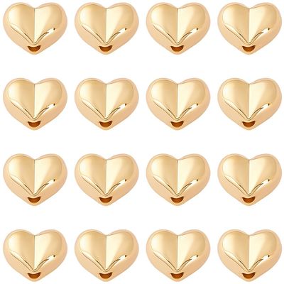 Beebeecraft 1 Box 30Pcs 18K Gold-Plated Heart Beads