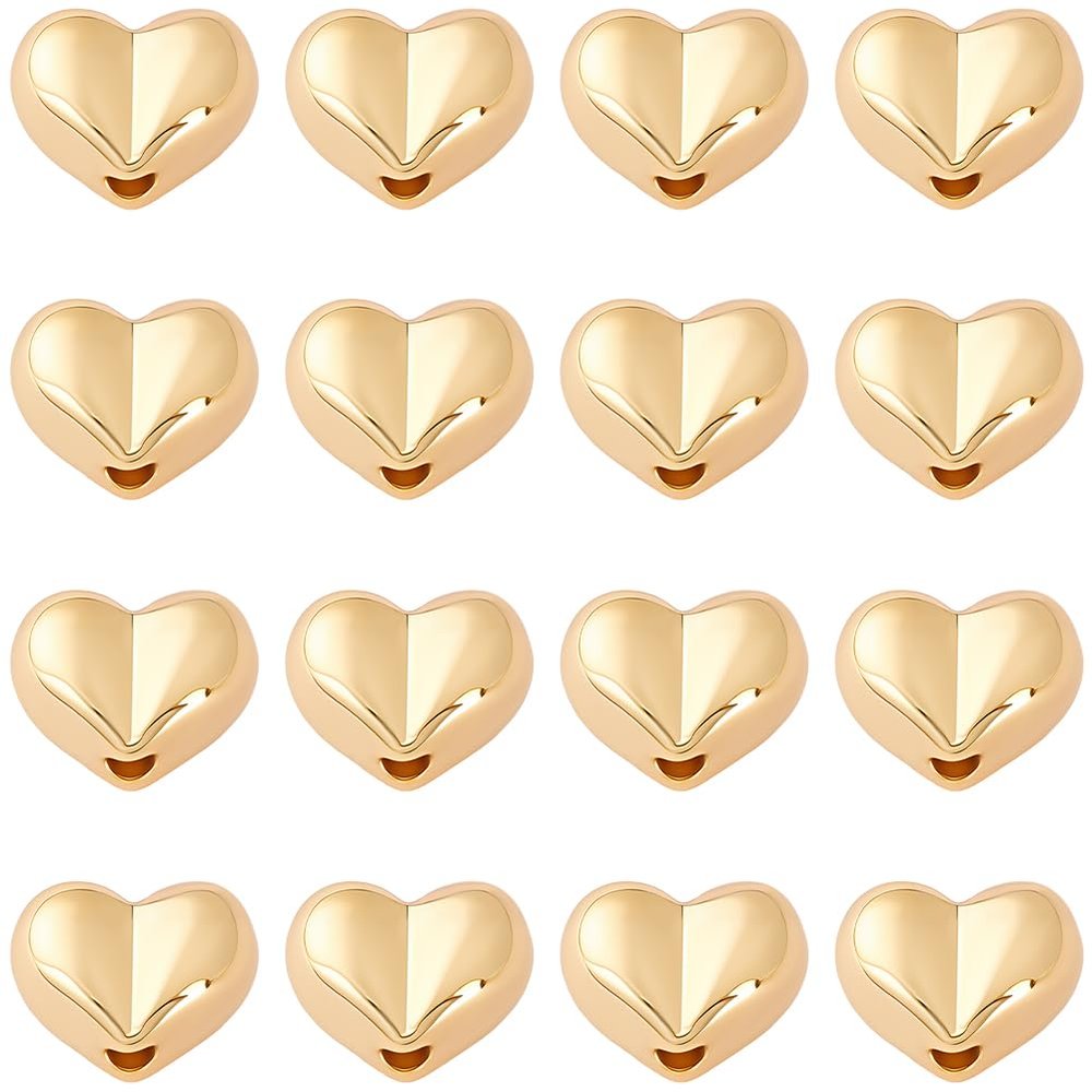 Beebeecraft 1 Box 30Pcs 18K Gold-Plated Heart Beads