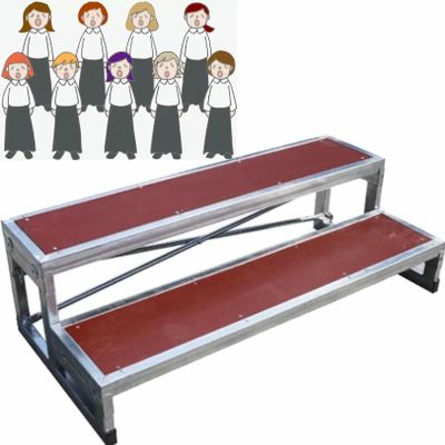 Foldable Metal Choir Riser, Red, Slip-Resistant