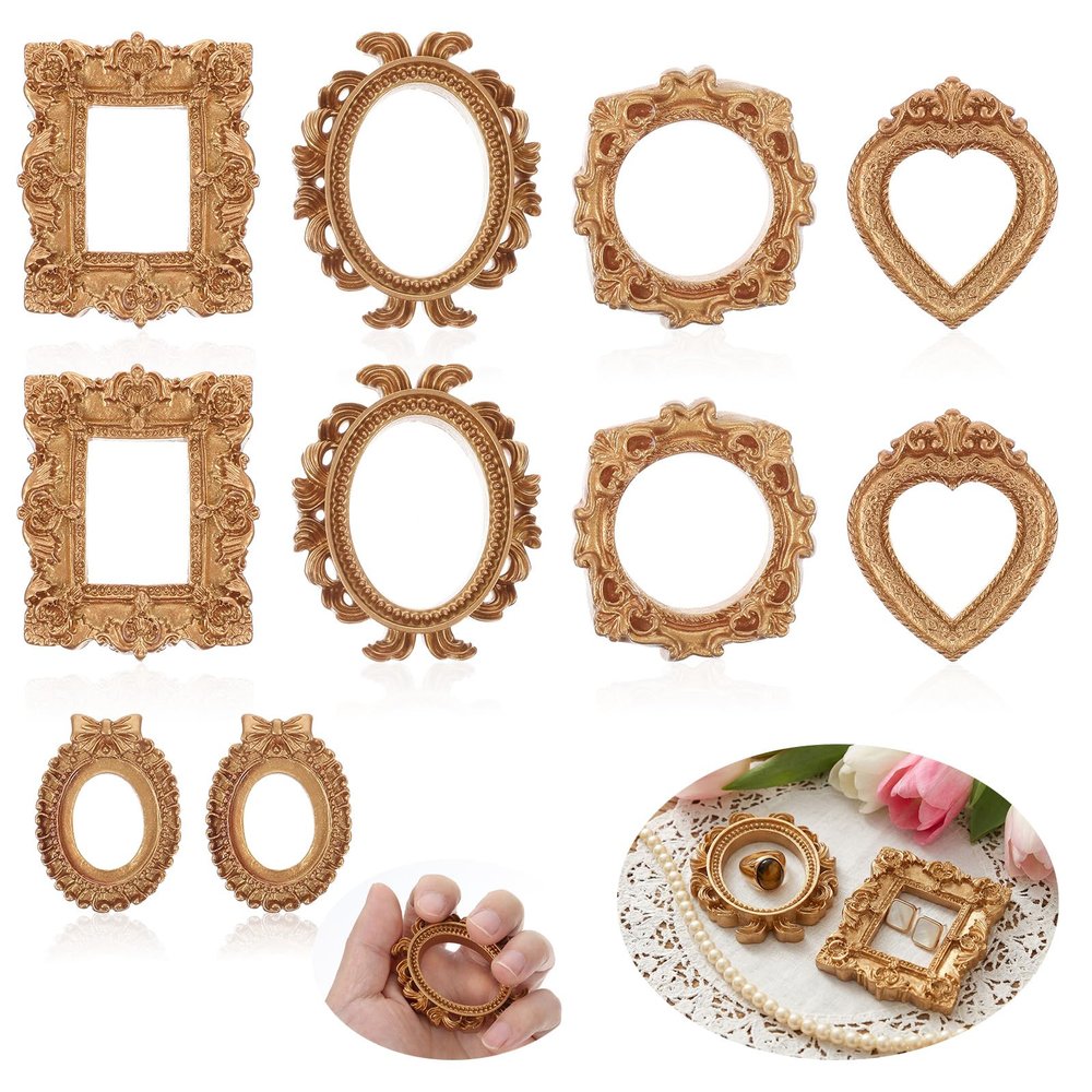 Ouligay 10-Piece Mini Picture Frames Vintage Gold