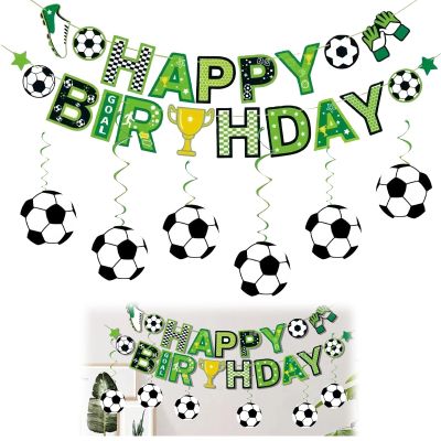 Soccer Birthday Decorations for Boys with Happy Birthday Garland, 7-Piece Set