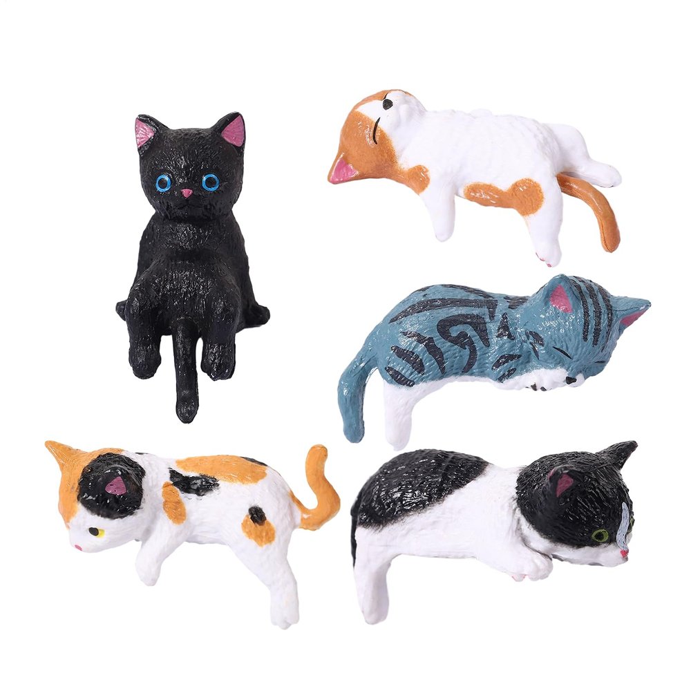 Cat Figurines - Cartoon Resin Home Decor | 5 Piece Kitten Desk Decoration
