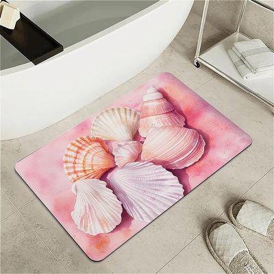 OBASDFD Non-Slip Diatomaceous Earth Bath Mat, Strawberry Mushroom Snail Design, 17 x 27.5 in