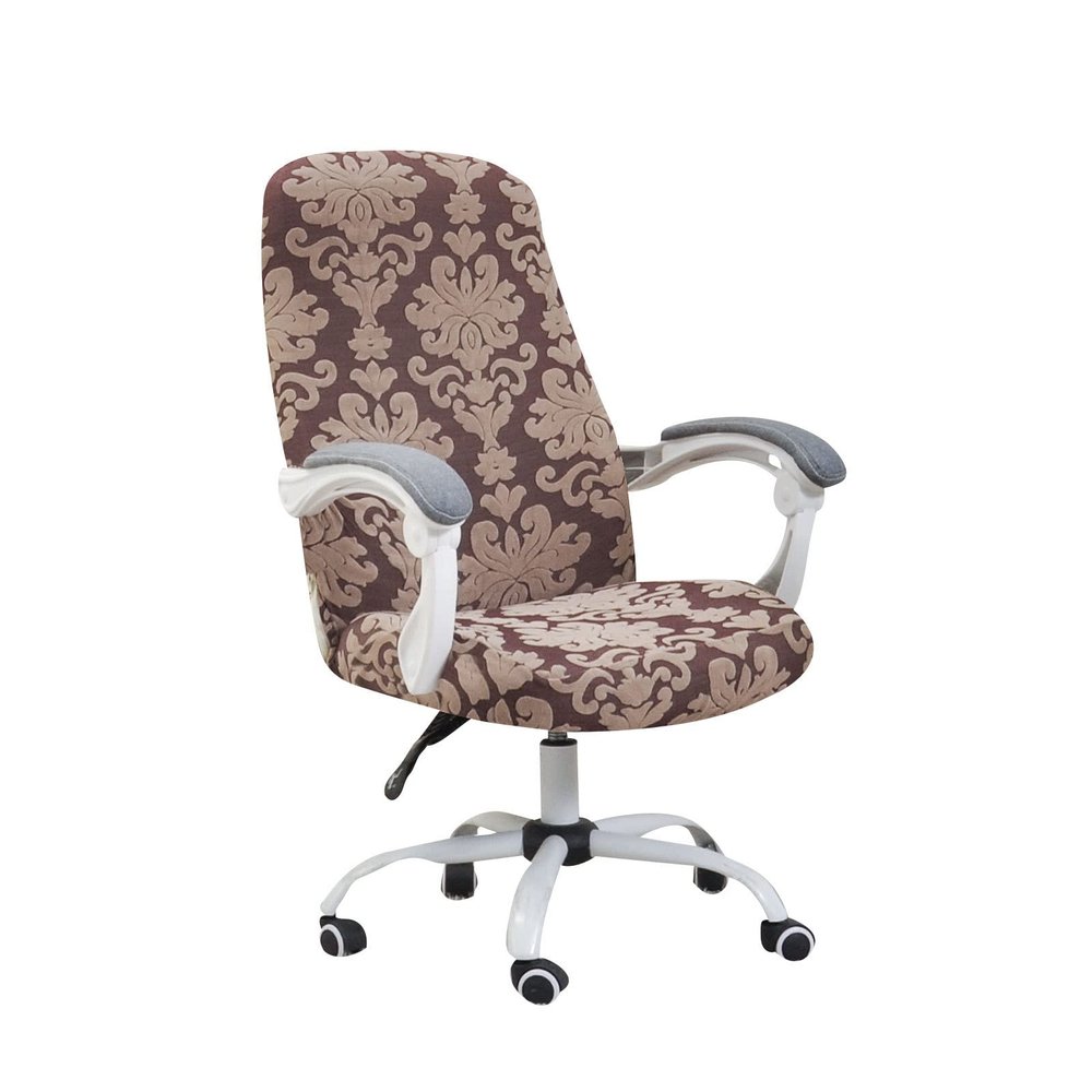 OBASDFD Stretch Chair Cover for High-Back Office Chairs, Washable, Removable, Non-Slip, Light Brown, Large
