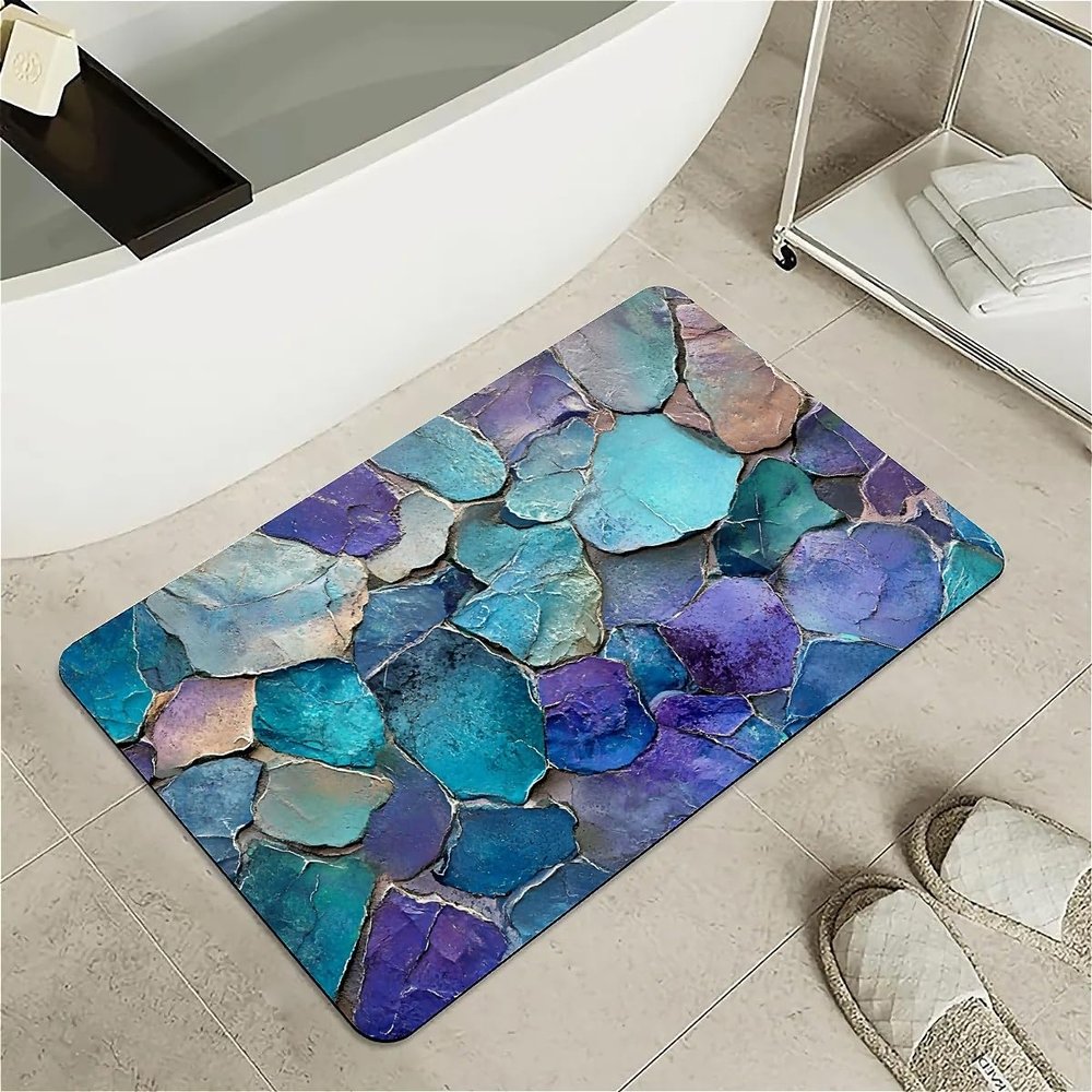 OBASDFD Diatomaceous Earth Bath Mat with Red-Gold Phoenix Design, Non-Slip, Super Absorbent, Quick-Drying, for Bathroom and Kitchen (#28, 16 x 24 in (40 x 60 cm))