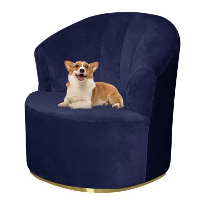 OBASDFD Velvet Slipcover for Swivel Chairs, Navy Blue