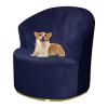 OBASDFD Velvet Slipcover for Swivel Chairs, Navy Blue view 1