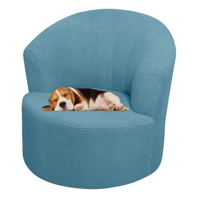 OBASDFD Jacquard Slipcover for Swivel Chair, Stretchable, Washable, Furniture Protection (Blue)