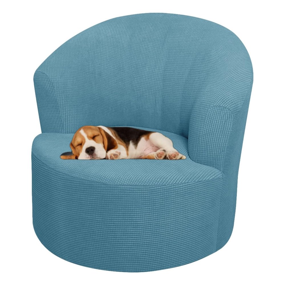 OBASDFD Jacquard Slipcover for Swivel Chair, Stretchable, Washable, Furniture Protection (Blue)