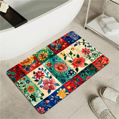 OBASDFD Diatomite Bath Mat with Abstract Lines and Gradient, Non-Slip, Quick-Drying, 43 x 70 cm (#43)