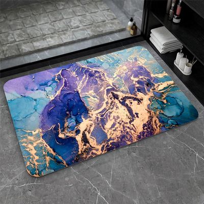 OBASDFD Diatomaceous Earth Bath Mat, Non-Slip, Highly Absorbent, Fast-Drying Bathroom Rug with Abstract Curved Design (#35, 16 x 24 in / 40 x 60 cm)