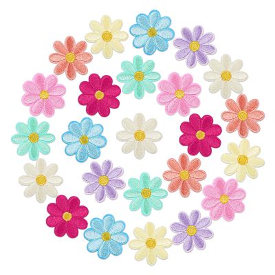 SHENLIU 48-Piece Fabric Flower Iron-On Patches
