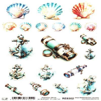 Josys Craft Fairy Rice Paper A4 Decoupage Maritime Design