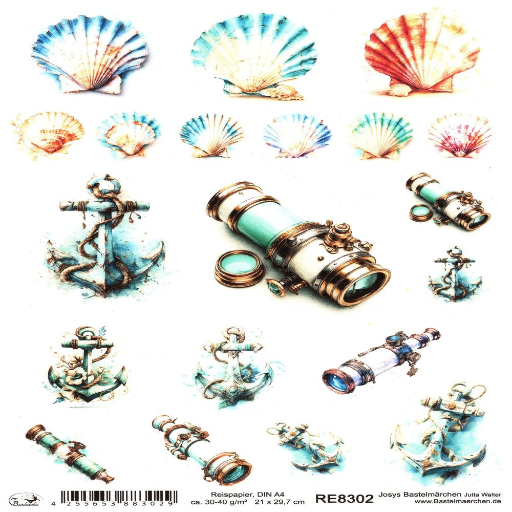 Josys Craft Fairy Rice Paper A4 Decoupage Maritime Design