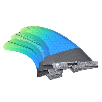 Chrees 3-Piece Fiberglass Surfboard Tail Fins, Flexible Fin Design with Blue-Green Gradient