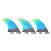 Chrees 3-Piece Fiberglass Surfboard Tail Fins, Flexible Fin Design with Blue-Green Gradient view 2