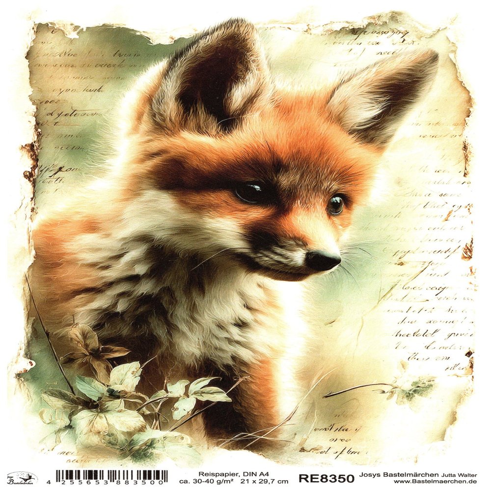 Josys Craft Rice Paper A4 Decoupage Collection - Young Fox