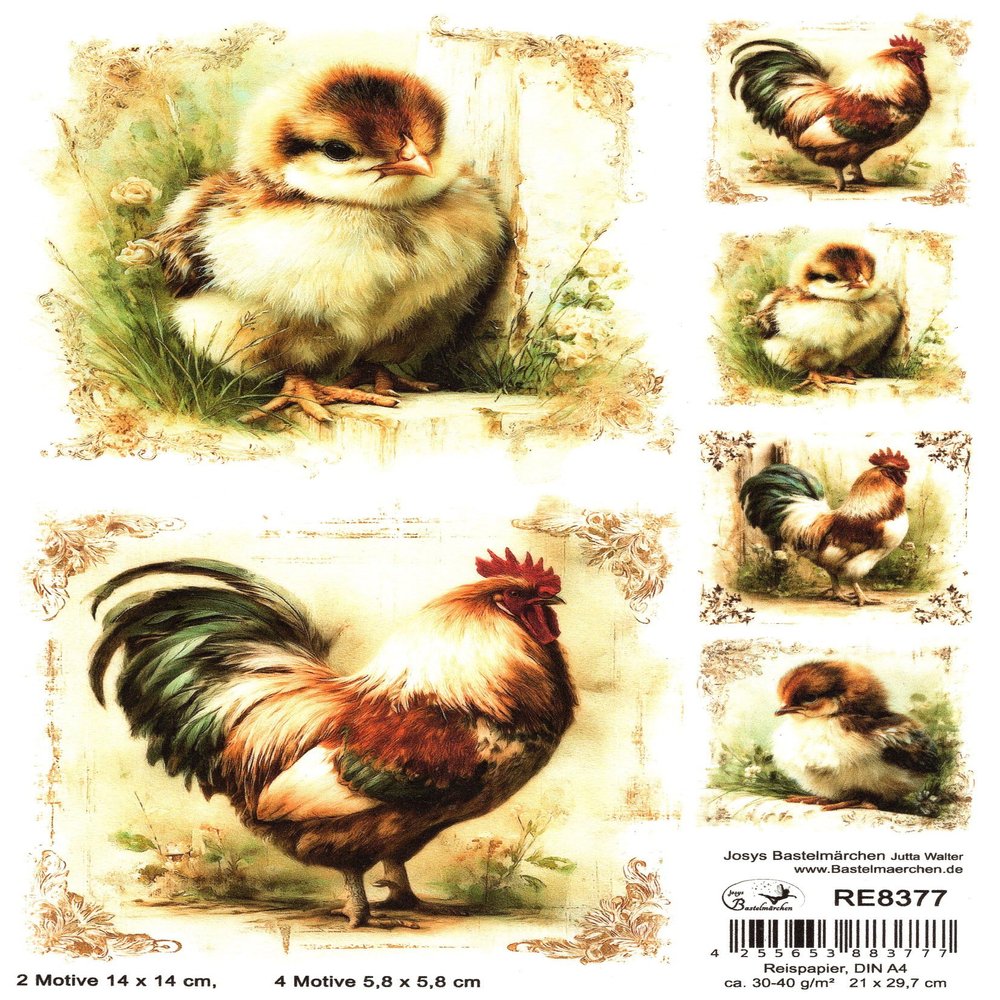 Josys Craft Fairy Rice Paper A4 Decoupage Collection Animals 14x14 cm