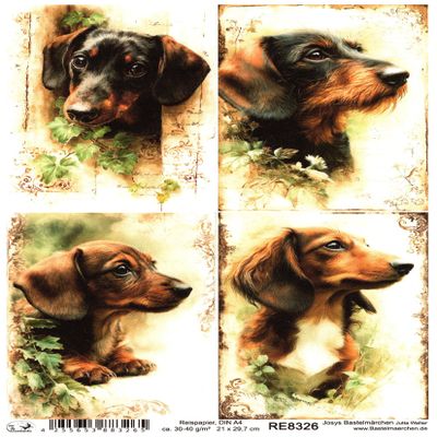 Josys Craft Fairy Rice Paper A4 Decoupage Collection - Dogs