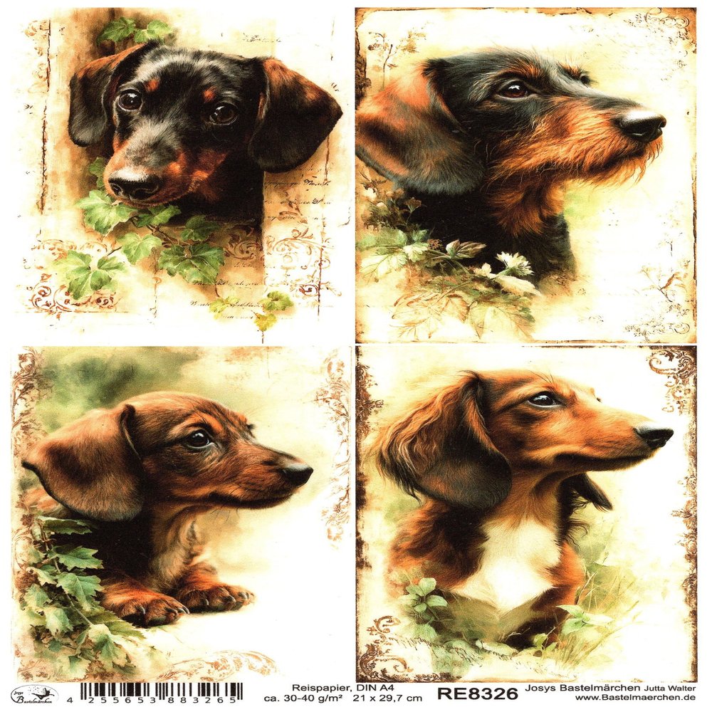 Josys Craft Fairy Rice Paper A4 Decoupage Collection - Dogs