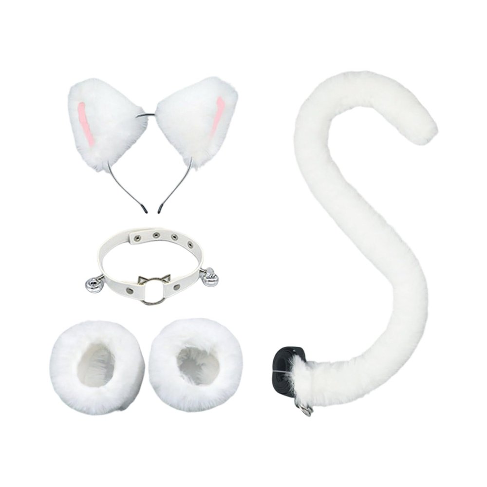 Pitadue Cat Costume Set with Ears, Tail, Collar and Wrist Cuffs