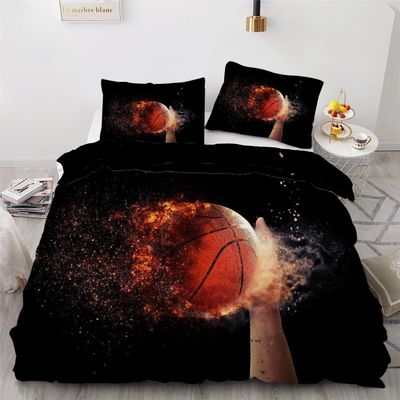 VULORA Kids' Basketball Bedding Set 135 x 200 cm, Microfiber, Reversible 3-Piece Set