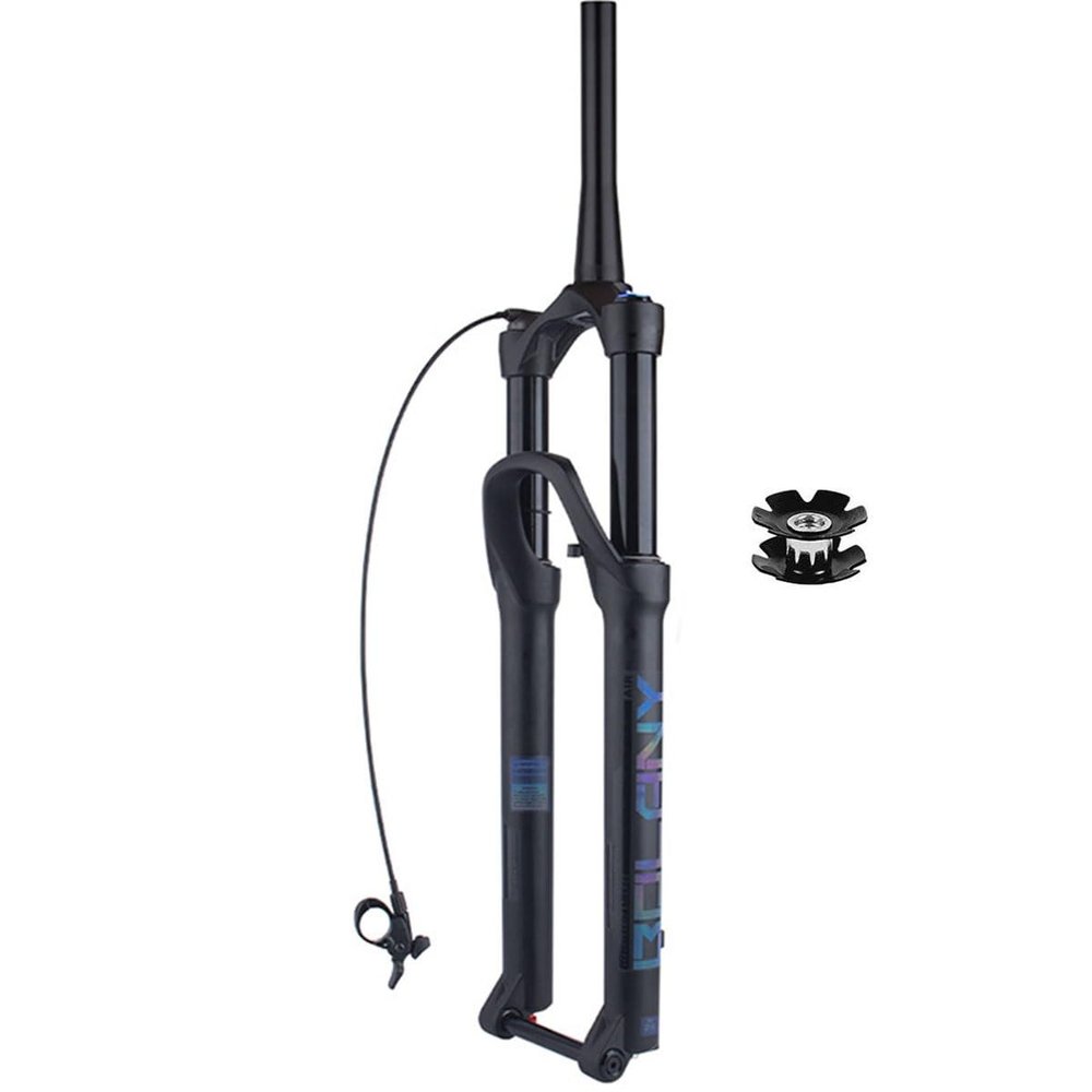 WIQUYBML MTB Air S Front Fork, 15x100 mm Thru Axle, 120 mm Travel, Tapered Steerer, Disc Brake, Remote Lockout, Black, 27.5 in
