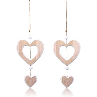2-Piece Heart Wooden Hanging Decor