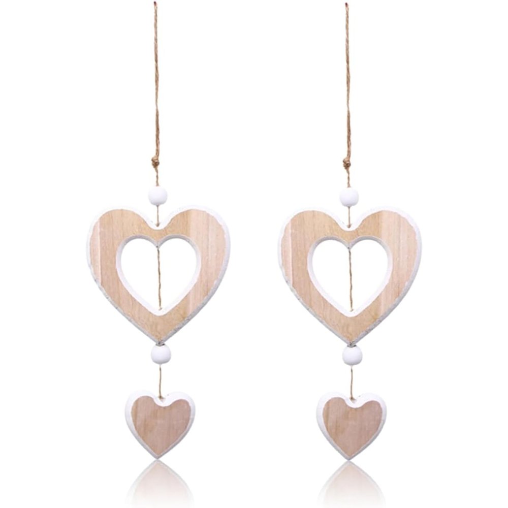2-Piece Heart Wooden Hanging Decor