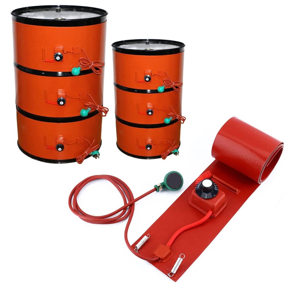 Drum Heater Pail Barrel Silicone Band with Adjustable Thermostat for 15L–200L Drums (150L, 152 × 25 cm)