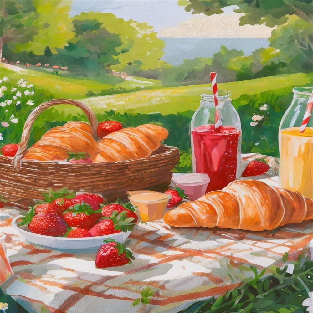 Strawberry Bread Drink Paint by Numbers Kit for Adults, 55 x 70 cm