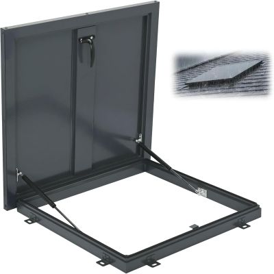 Securi-Trab cover made of galvanized steel with hydraulic support rods, 101.5 x 101.5 cm, roof hatch for enhanced safety and durability