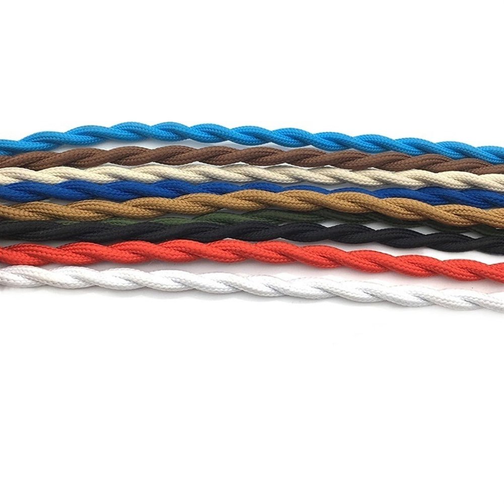 Twisted Electrical Cable, Decorative Textile Lamp Cord, Ivory, 10 m, 18 AWG