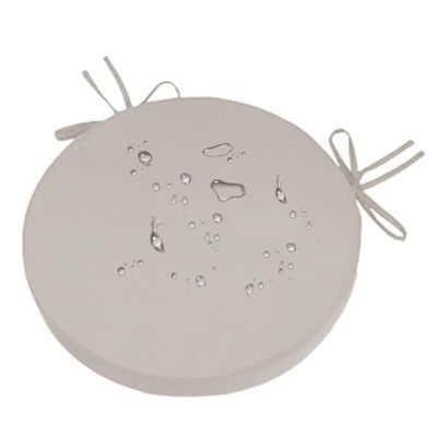 Round Chair Cushion, 48 cm, 10 cm Thick, Non-Slip with Ties, Water-Resistant Outdoor Polyester, Light Gray