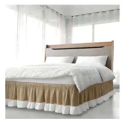Ruffled Bed Skirt with Elastic, 100 x 200 + 38 cm, Khaki
