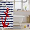 AUWUUA Nautical Anchor Shower Curtain, 85 x 200 cm, Navy Blue Geometric Stripes view 3