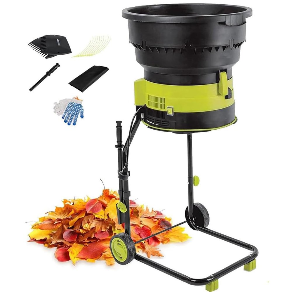 Electric Garden Leaf Shredder and Mulcher with Wheels, 8,000 RPM