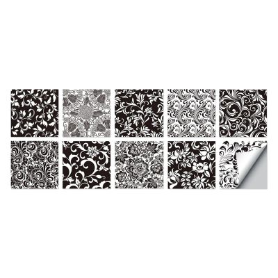 Self-Adhesive Retro Vinyl Tile Stickers, Multicolor, Multiple Sizes, 10 Pieces (Color 10, 20 x 20 cm)